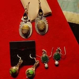 3 pair sterling silver earrings.